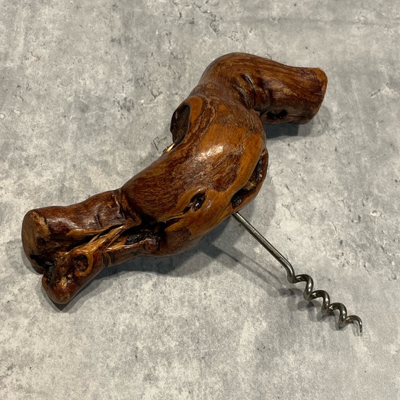 Vintage Corkscrew Laurent Siret Rochefort France wooden handle - Picture 1 of 12